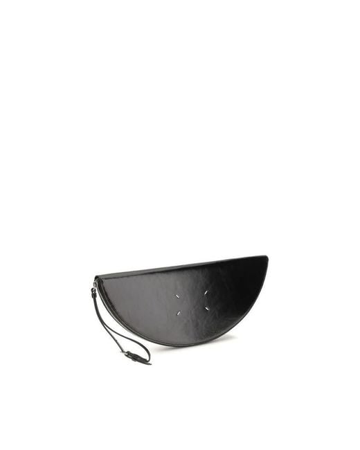Maison Margiela Black Crinkled Calf Leather Clutch