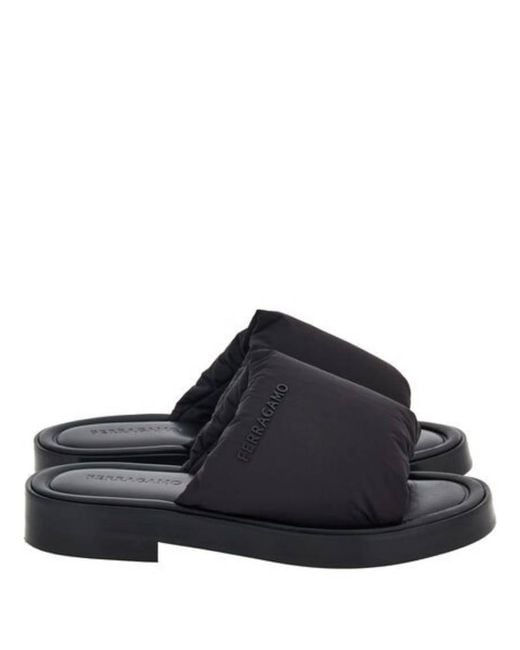 Ferragamo Black Delfino Padded Slide Sandals for men