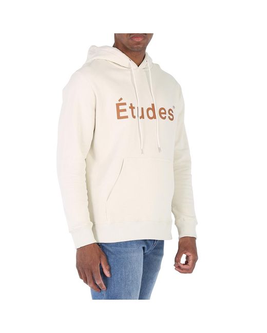 Etudes Studio White Chalk Logo-Print Organic-Cotton Hoodie for men