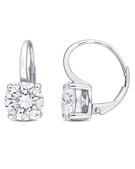 Amour Metallic 4 Ct Dew Created Moissanite Leverback Earrings