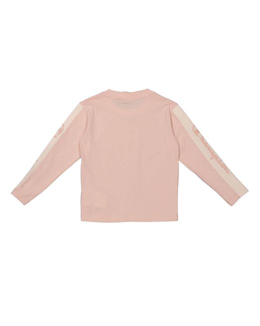 Champion Pink Girls Cotton Jersey Long-sleeve Logo T-shirt