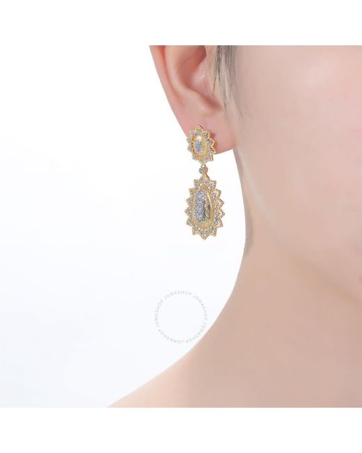 Rachel Glauber Metallic Rhodium And 14k Gold Plated Cubic Zirconia Drop Earrings