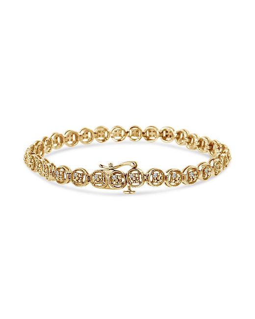 Haus of Brilliance Metallic 14k Yellow Gold Plated .925 Sterling Silver 1/10 Cttw Diamond Open Circle Wheel Link 7'' Tennis Bracelet