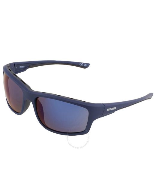 Harley Davidson Blue Mirror Wrap Sunglasses Hd0671s 91x 63 for men