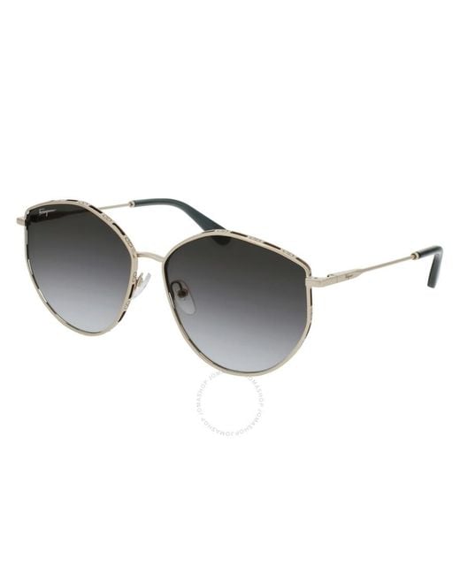 Ferragamo Metallic Grey Gradient Irregular Sunglasses Sf264s 785 60