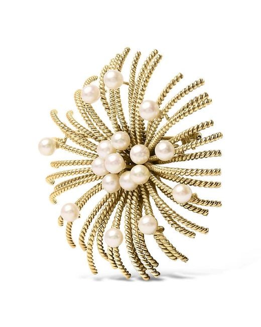 Haus of Brilliance Metallic 18K Cultured Freshwater Pearl Starburst Brooch Pin