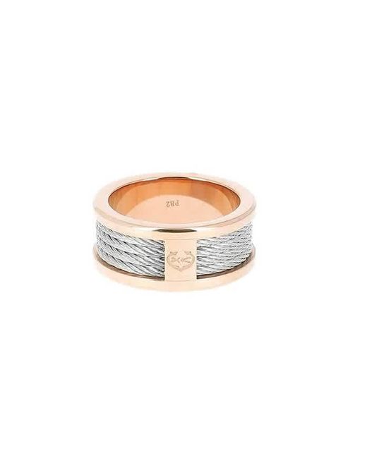 Charriol White Forever Stainless Steel Pvd Rose Gold Cable Ring