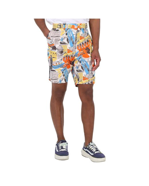 Moschino Multicolor Bermuda City Print Shorts for men