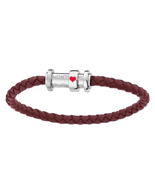 Montblanc Red Meisterstuck Ace Of Hearts Woven Bracelet for men