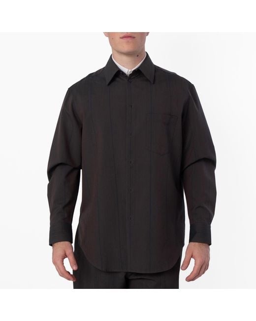 Burberry Green Striped Wool Shirt for men