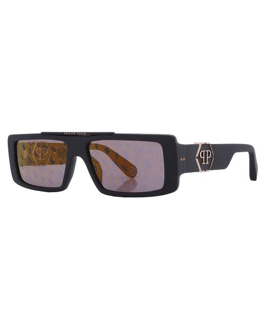 Philipp Plein Multicolor Gold Logo Rectangular Sunglasses Spp003m 703l 58 for men