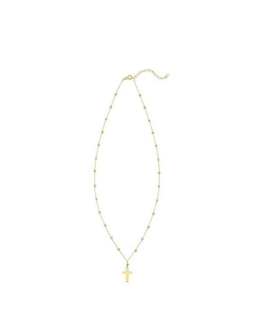 Tresorra Metallic 14K Yelow Rose Beaded Cross Necklace