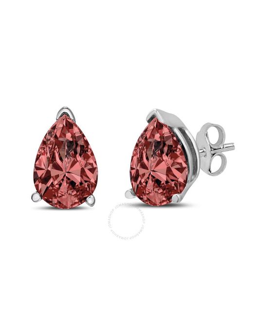 Haus of Brilliance Red 14k Gold 1/2 Cttw Lab Grown Pink Pear Diamond 3 Prong Set Martini Solitaire Stud Earrings