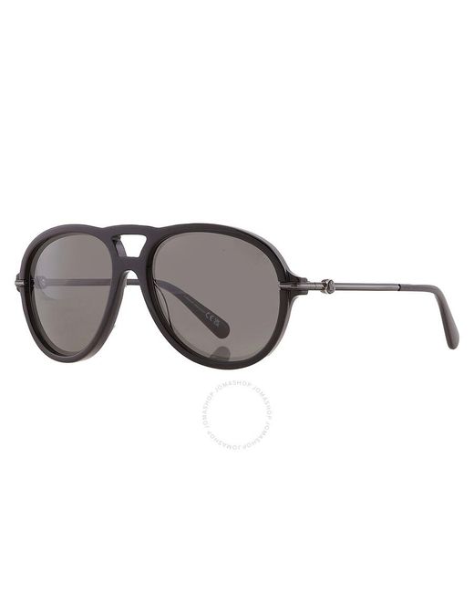 Moncler Metallic Peake Smoke Pilot Sunglasses Ml0288 01a 60 for men