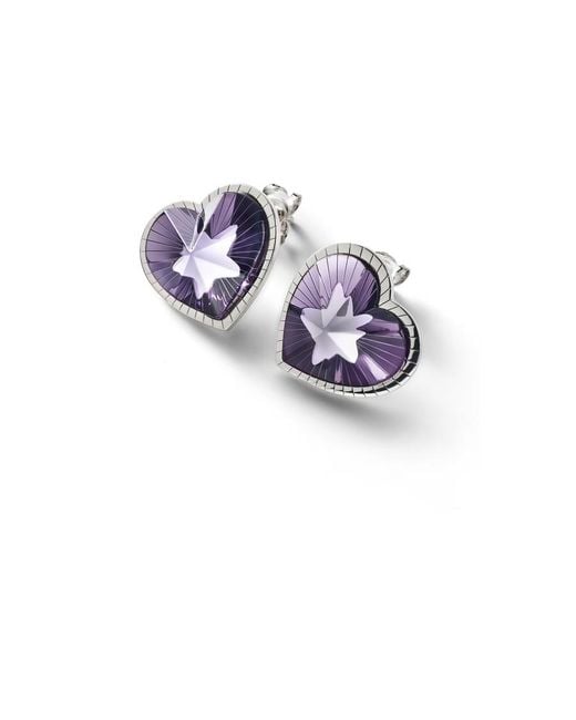 Baccarat Purple Sterling, Crystal Heart Earrings 2812861 for men