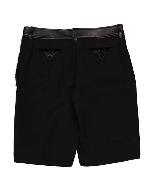 Burberry Faux Fur Panelled Shorts in Black | Lyst