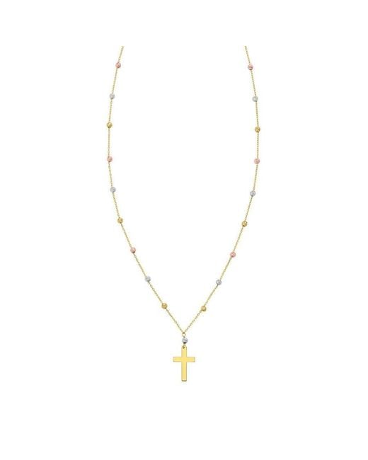 Tresorra Metallic 14K Yelow Rose Beaded Cross Necklace