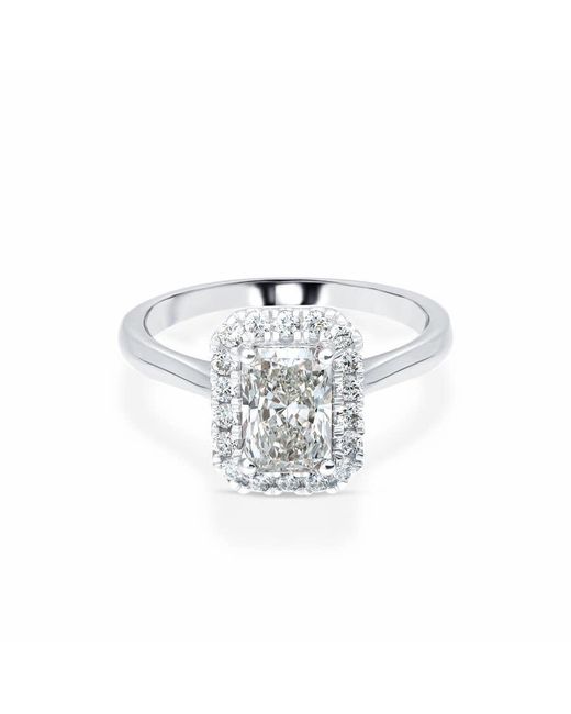 Brilliant Diamond White 1 1/2 Carat Radiant Lab Grown Halo Diamond Engagement Ring