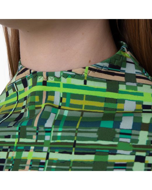 Ferragamo Green Technical Jersey Check Pattern Top, Brand Size Tc