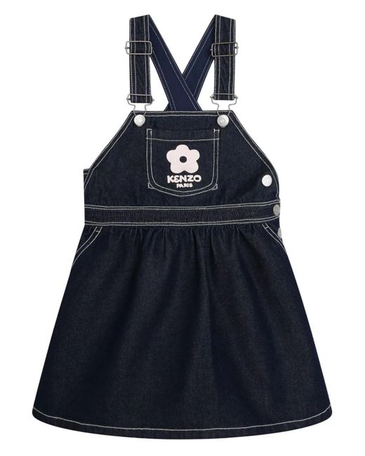 KENZO Blue Adjustable Shoulder Strap Denim Dress