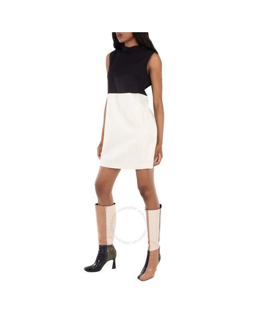 Max Mara Black Fauno Colourblock Wool Dress, Brand Size 44 Us