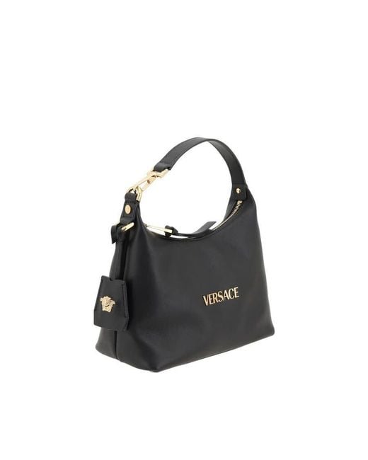 Versace Black Calf Leather Hobo Bag