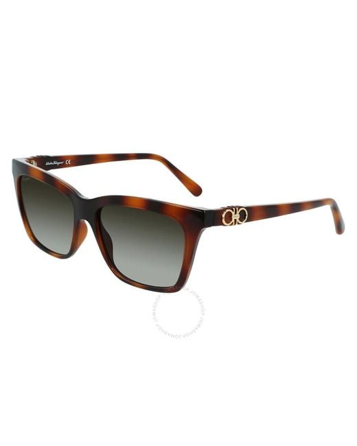 Ferragamo Brown Grey Gradient Rectangular Sunglasses Sf1027s 214 55