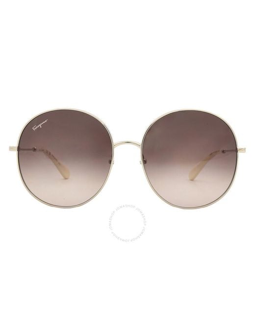 Ferragamo White Brown Gradient Round Sunglasses Sf299s 703 60