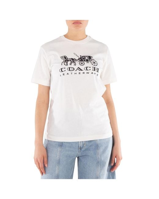 COACH White Horse And Carriage Print Cotton T-Shirt