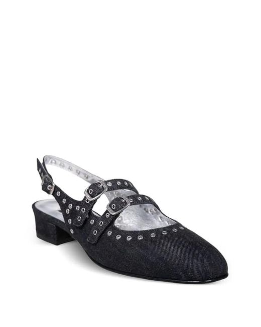 CAREL PARIS Blue Denim Fabric Queen Slingback Mary Janes, Brand Size 37 Us