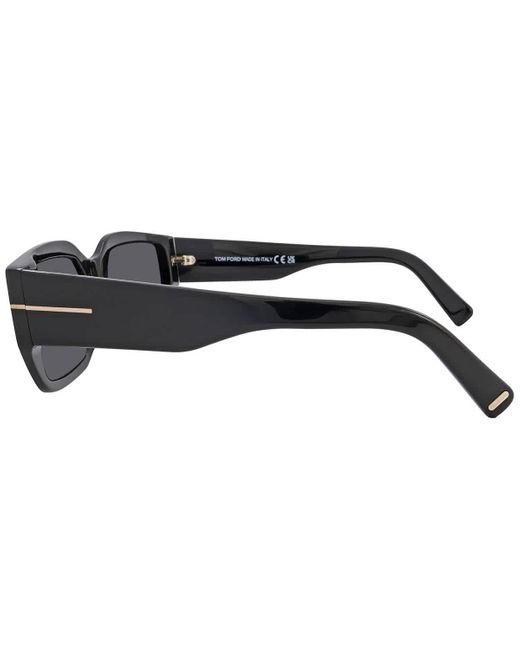 Tom Ford Black Silvano Smoke Rectangular Sunglasses Ft0989 01a 56 for men