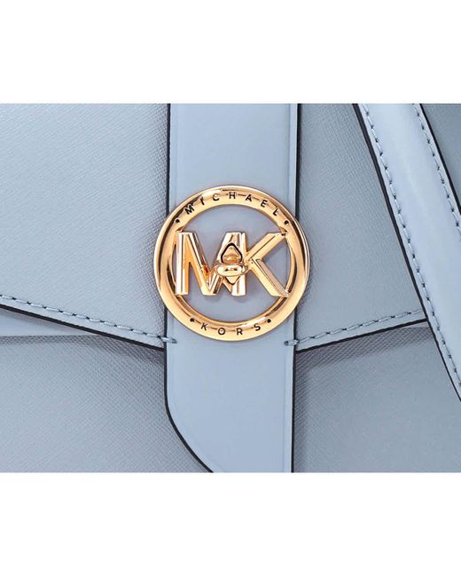 Michael Kors Blue Greenwich Medium Saffiano Leather Shoulder Bag