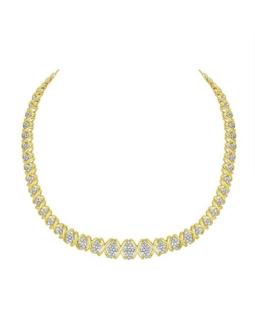 Haus of Brilliance Metallic 10k Yellow Gold 4 Cttw Brilliant Round-cut Diamond Graduating Riviera Statement Necklace
