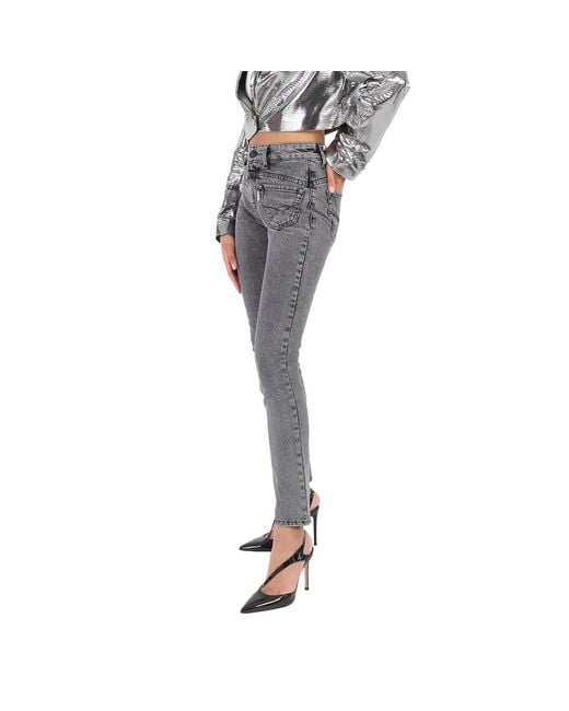 Filles A Papa Gray Ladies Twisted Slim Jeans, Waist