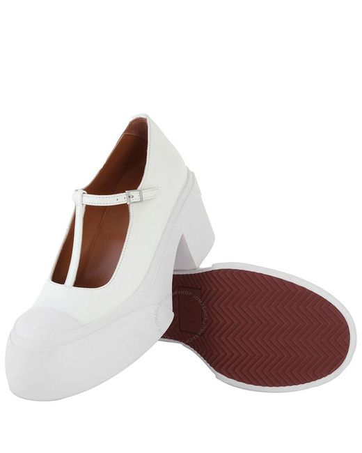 Marni White T-Bar Mary Jane Pablo Pumps, Brand Size 37 Us