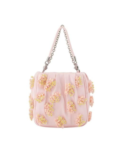 Self-Portrait Pink Self-Portrait Floral Beaded Shoulder Bag