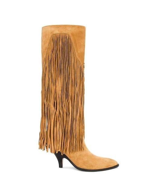 Bally Brown Laredo Suede Fringe Long Boots, Brand Size 39 Us