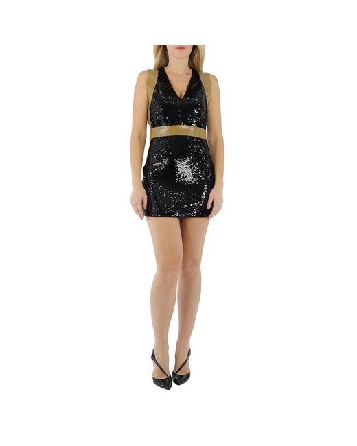 Burberry Black Oana Tape-trimmed Sequined Crepe Mini Dress