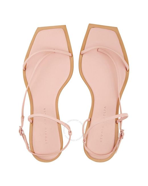 STUDIO AMELIA Pink Rose Filament Strappy Leather Flat S