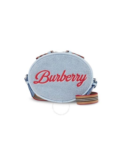 Burberry Blue Kids Logo Script Towelling Crossbody Bag