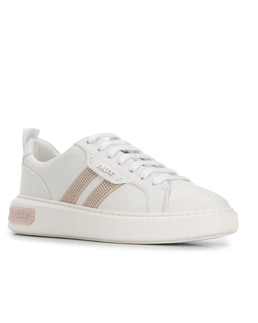 Bally White Maxim Leather Low-Top Sneakers, Brand Size 36 Us