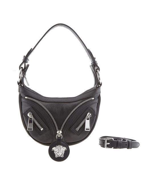 Versace Black Repeat Mini Hobo Bag