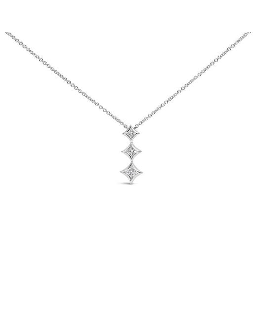 Haus of Brilliance Metallic 10K 1/5 Cttw Princess Cut Diamond 3 Stone Drop 18" Pendant Necklace (H-I Color, Si2-I1 Clarity)