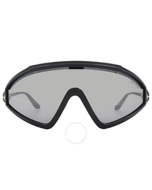 Tom Ford Black Lorna Smoke Mirror Shield Sunglasses Ft1121 01c 00 for men