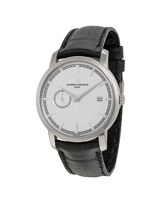 Vacheron Constantin Metallic Traditionelle Automatic Silver Dial Black Leather Watch 87172000g-9301 for men