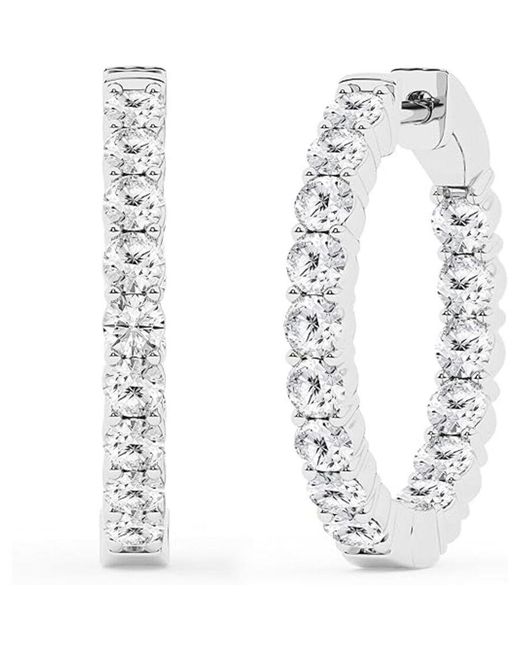 Brilliant Diamond White 2.00 Carat Round Lab Grown Inside Out Diamond Hoop Earrings for men