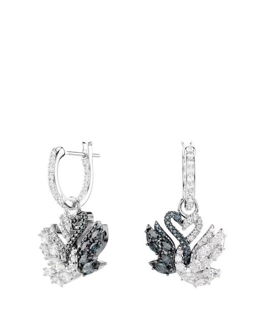 Swarovski Metallic Swan Drop Earrings