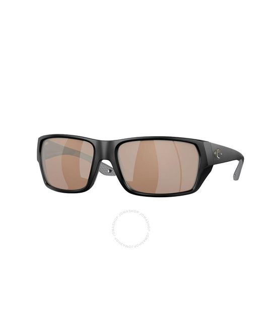 Costa Del Mar Brown Tailfin Copper Silver Mirror Polarized Glass Rectangular Sunglasses 6s9113 911304 57 for men