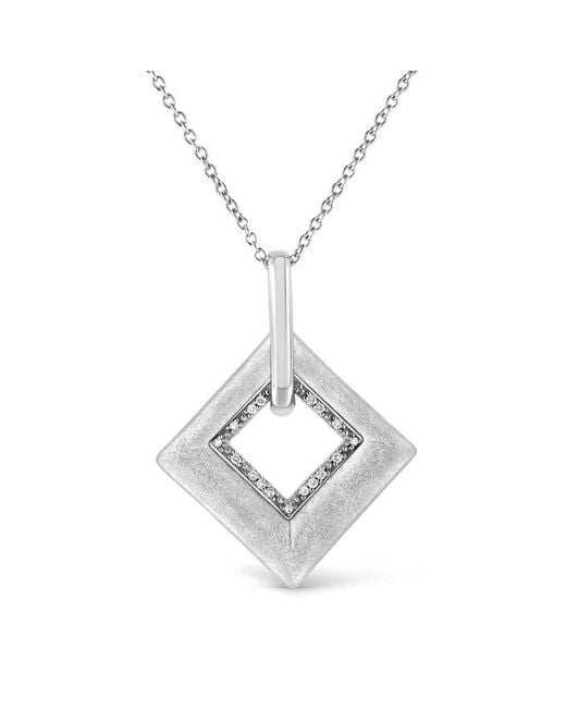Haus of Brilliance Metallic .925 Sterling Silver Pave-set Diamond Accent Kite Shape 18'' Pendant Necklace