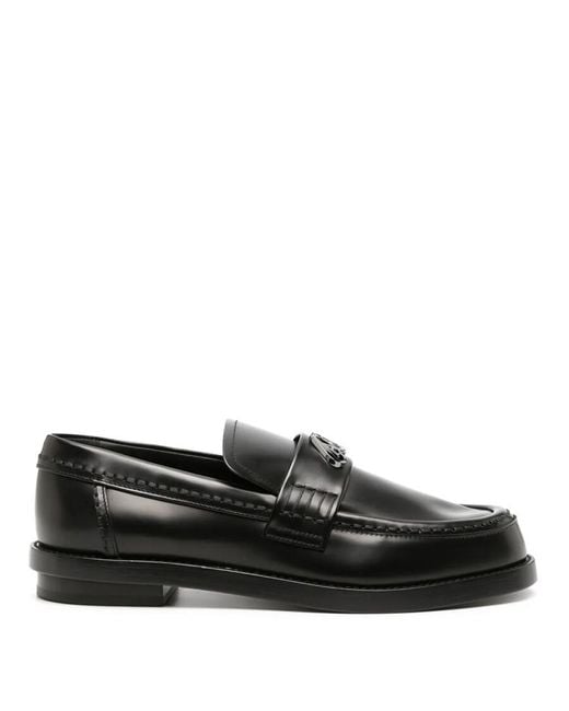Alexander McQueen Black Seal-Plaque Leather Loafers, Brand Size 37 Us